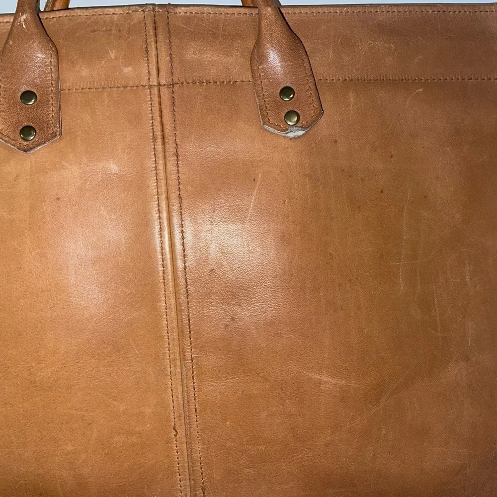 Vintage Tan Genuine Leather Unisex Handheld Briefcase or Laptop Case